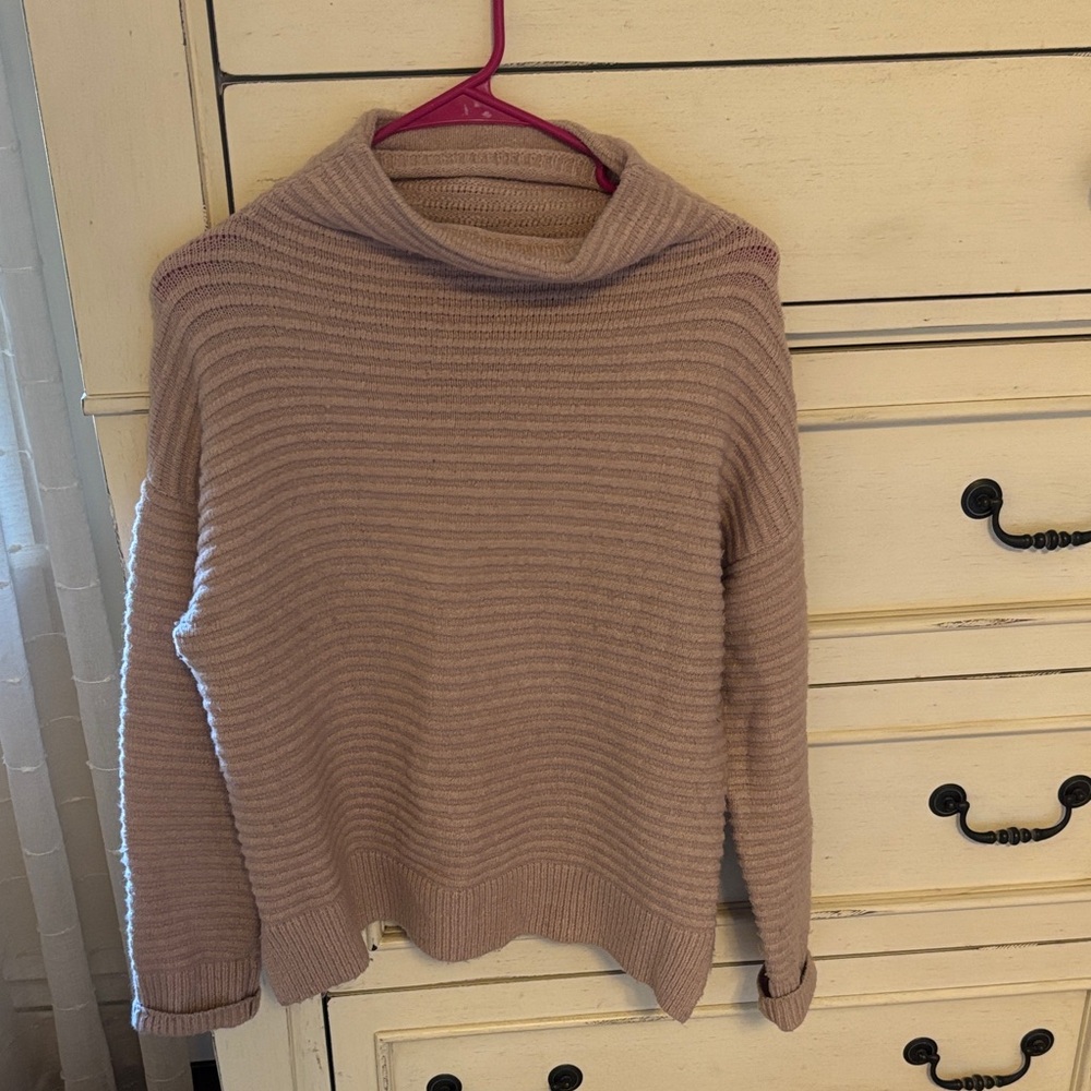 Madewell Ribbed Cowl Neck Sweater - Light Pink